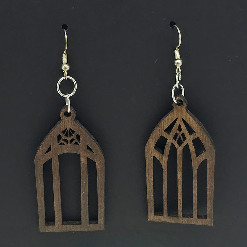 Wooden Cathedral Window Earrings Style 1