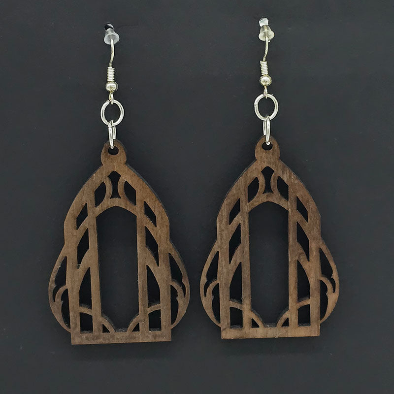 Wooden Cathedral Window Earrings Style 3