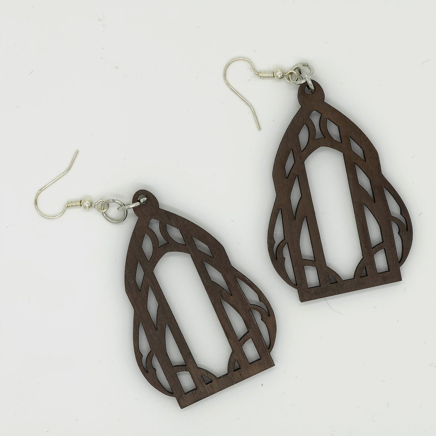 Wooden Cathedral Window Earrings Style 3