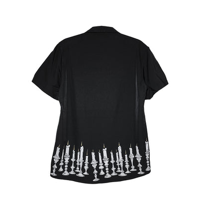 Candle Wrap Button Up Short Sleeve Shirt