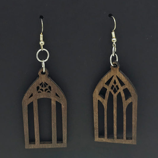 Wooden Cathedral Window Earrings Style 1