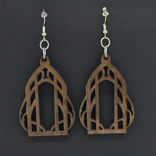 Wooden Cathedral Window Earrings Style 3