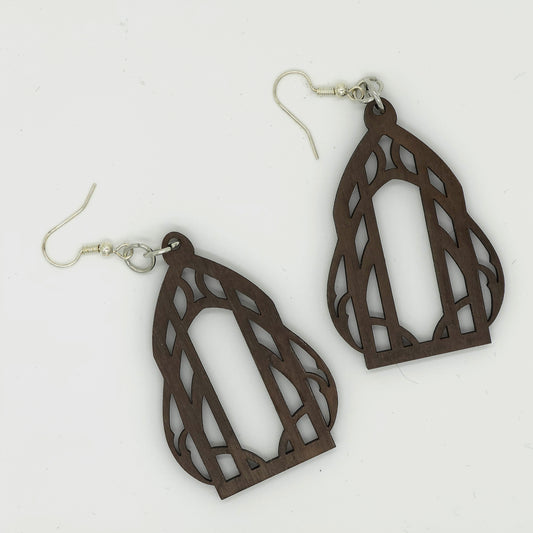 Wooden Cathedral Window Earrings Style 3