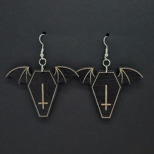 Coffin Batwing Earrings
