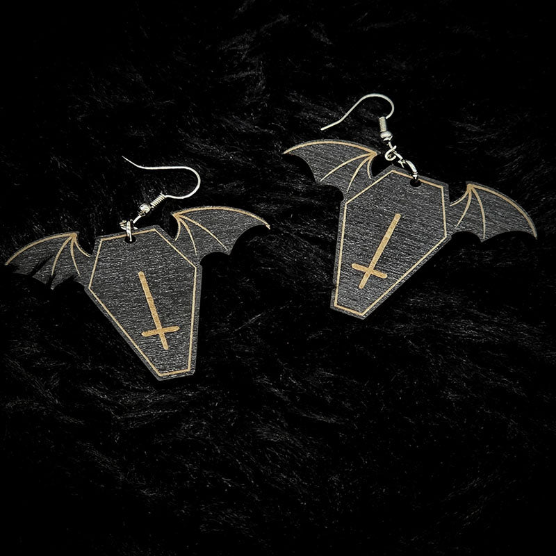 Coffin Bat Wing Earrings