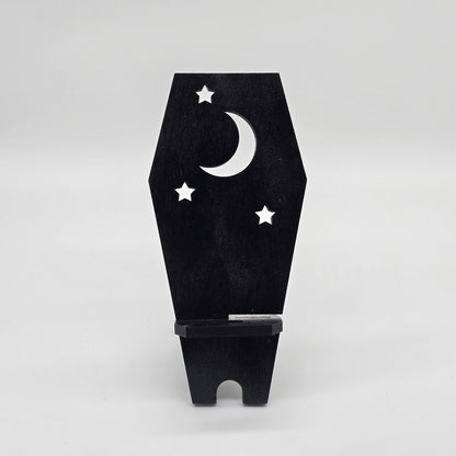 Coffin, Moon and Stars Phone Stand