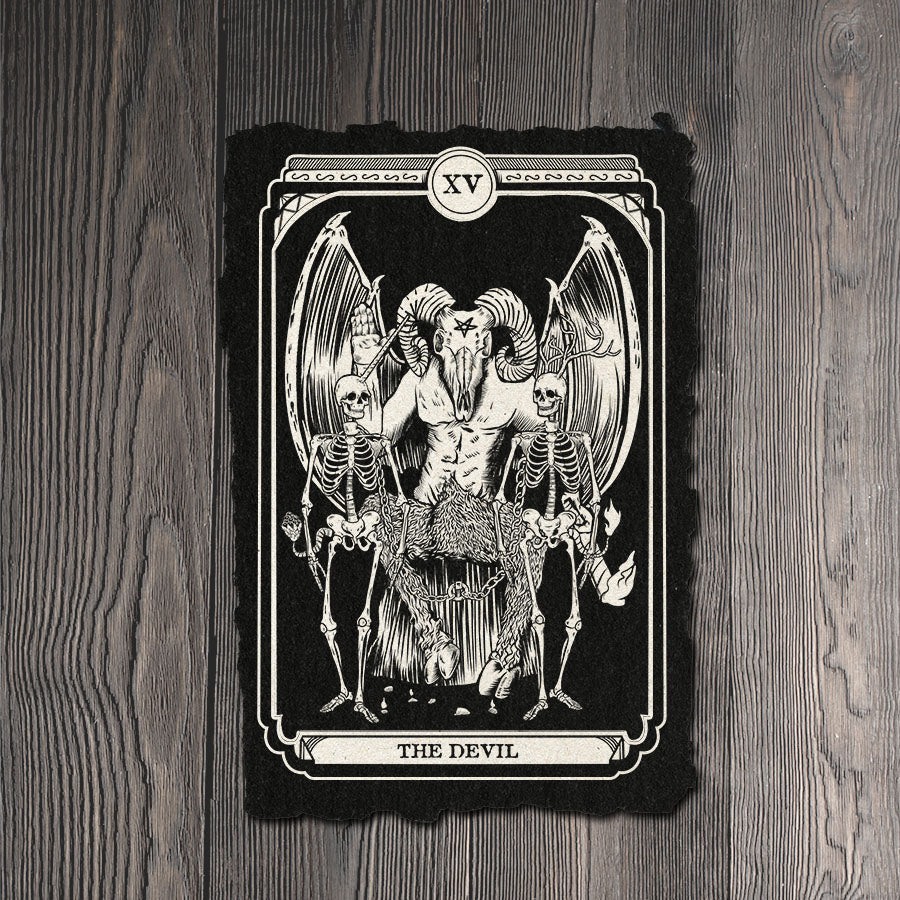 Devil Tarot Card Art Print on Handmade Cotton Paper