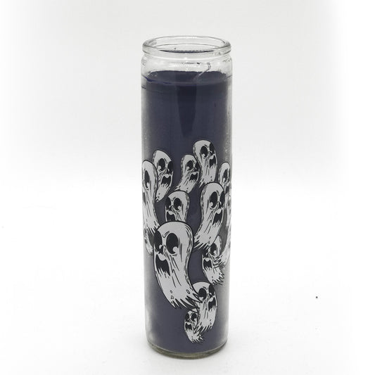 Ghosty Ghost Tall Black Glass Candle