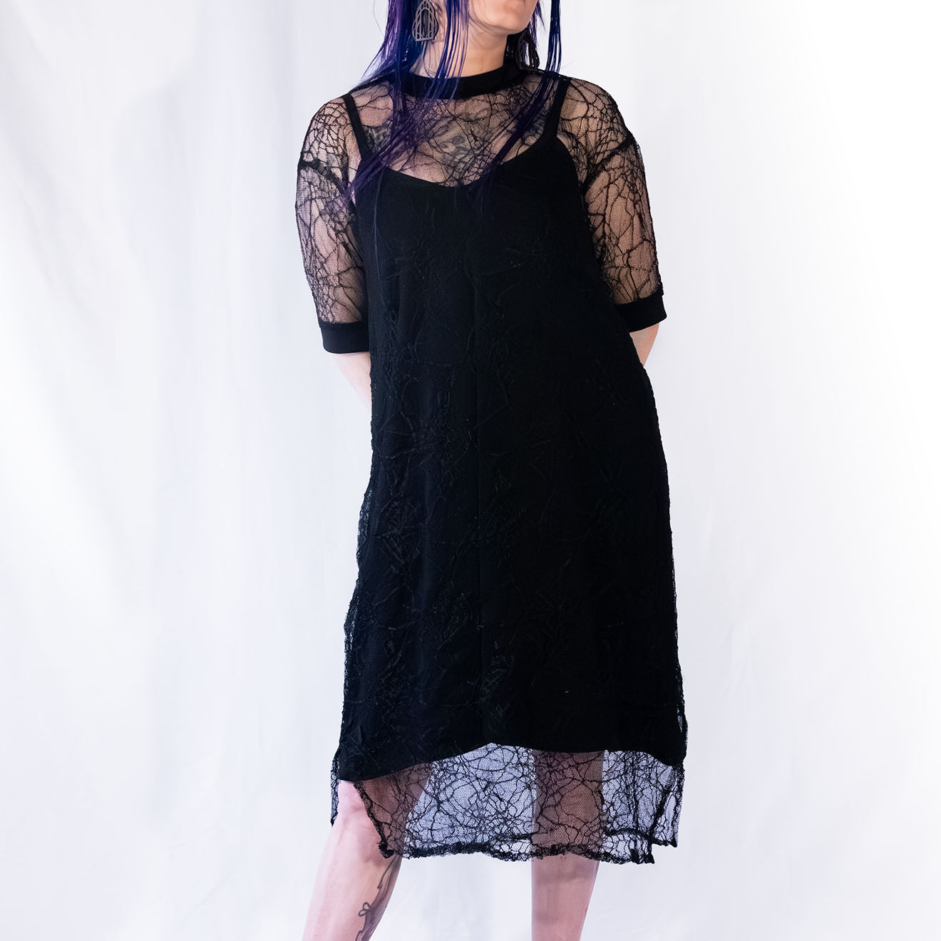 Short Sleeve Spiderweb Dress