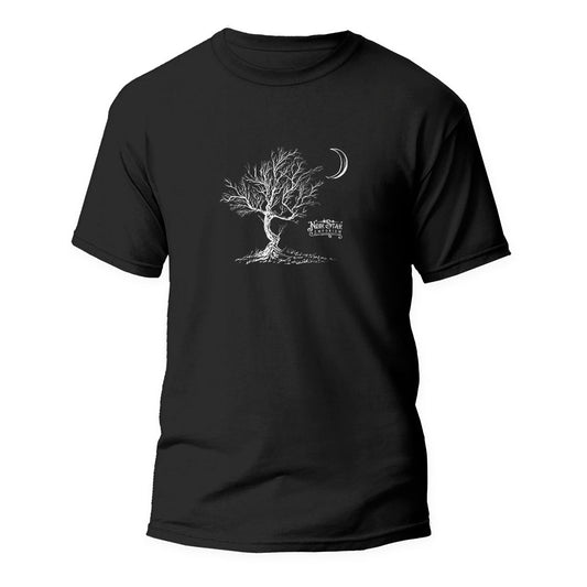 Black Tshirt with a Tree graphic on the front.