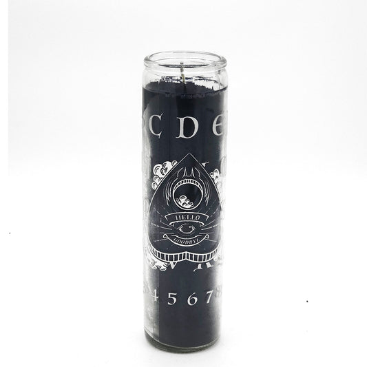 Ouija Tall Black Glass Candle