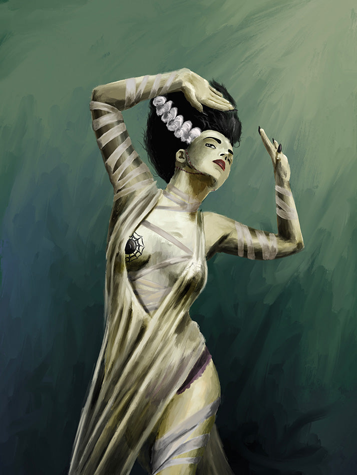 Bride of Frankenstein Pinup (Art Print on Metal)
